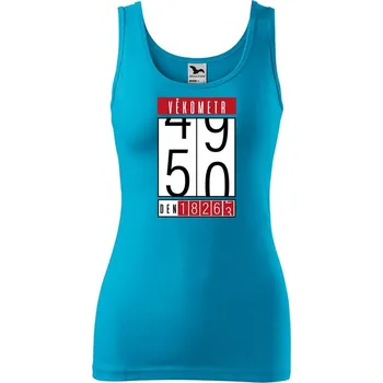 DOBRÝ TRIKO Dámské tílko s potiskem Věkometr 50 Velikost: XL, Barva: Tyrkysová