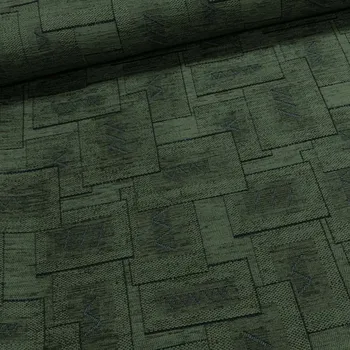 Potahová látka TE/MIGLA 21/2, geometrický vzor, tmavě zelená, š.140cm (látka v metráži)