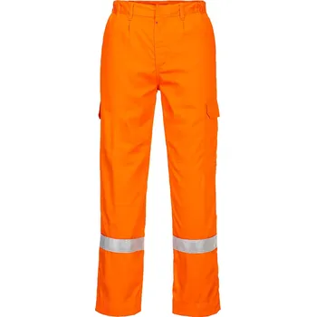 PORTWEST HI-VIS BIZFLAME FR412 / Nehořlavé lehké kalhoty, reflexní a antistatické - oranžová M