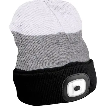 Pokrývka hlavy Čepice s LED nabíjecím světlem 45lm Sixtol černá/šedá/bílá