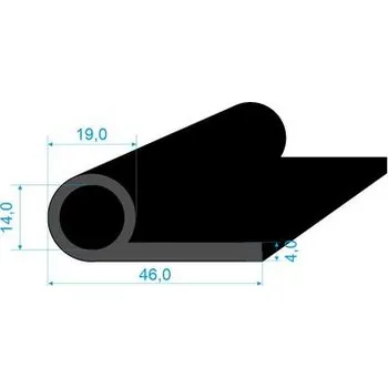 Těsnění karosérie 02830006 Pryžový profil 46x19/4mm, tvarový s dutinkou, 60°ShA, EPDM, -40°C/+100°C, černý