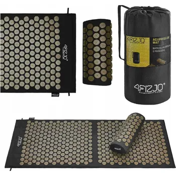Akupresurní podložka AKUPRESURNÍ PODLOŽKA s polštářkem s jehlami Velká 4FIZJO 110x42 cm ČERNO-ZLATÁ