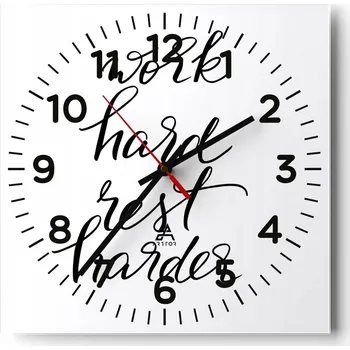 Hodiny Kuchyňské nástěnné hodiny 30x30 Typografie Skleněné hodiny do obýváku Moderní Tiché