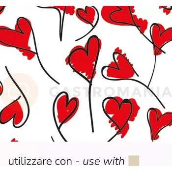 Čokoládová tyčinka Transferové fólie na zdobení čokolády, 30 ks s valentýnským motivem červených a černých srdíček | PAVONI, SD225SB