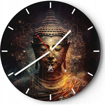 Hodiny Nástěnné hodiny do kuchyně 30x30 Buddha Skleněné hodiny do obýváku Loft Tiché