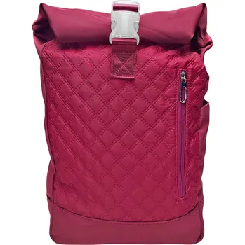 Městský batoh Vínový / bordó dámský rolovací batoh s kosočtverci Karina