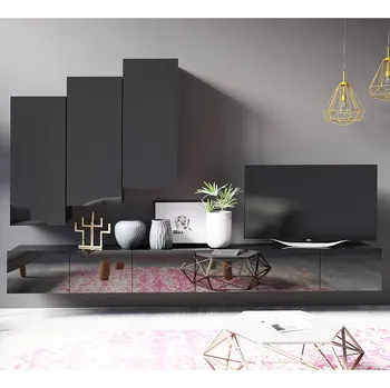 Obývací stěna Obývací stěna CALABRINI c | 300 cm | 5 dílů C | černá lesk