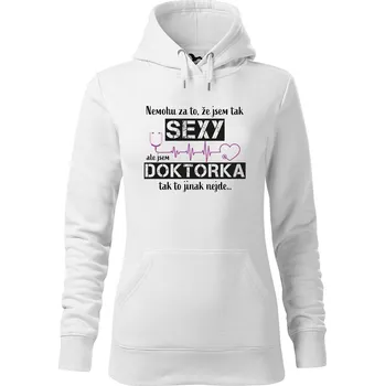 Dámská mikina DOBRÝ TRIKO Dámská mikina s potiskem Sexy doktorka Velikost dámské mikiny: XS, Barva: Bílá
