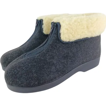 Pánské pantofle M 8076 - B02L pánské kotníčkové papuče/důchodky na zip s hřejivým beránkem; domácí kotníčková obuv 43
