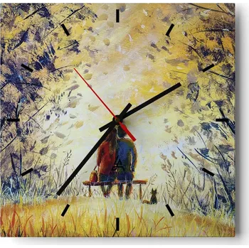 Hodiny Velké nástěnné hodiny 40x40 Láska Pár Skleněné tiché hodiny