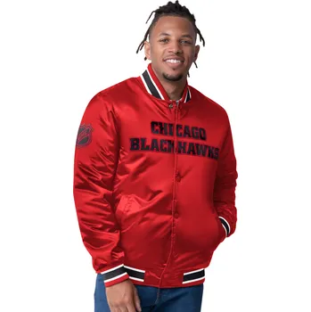 Pánská větrovka Starter Pánská Oboustranná bunda Chicago Blackhawks NHL The CLOSER Reversible Varsity Satin Jacket Velikost: XL