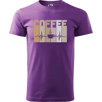 Pánské oblečení DOBRÝ TRIKO Pánské tričko s potiskem Tep srdce Coffee Velikost: 2XL, Barva: Fialová