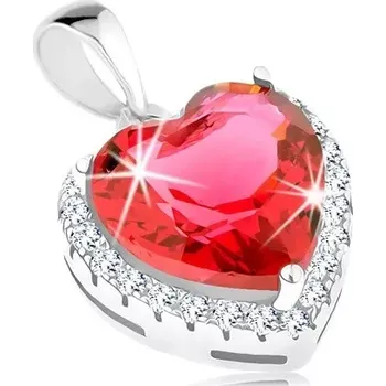 Přívěsek Přívěsek ze stříbra 925, červené zirkonové srdce, třpytivý obrys