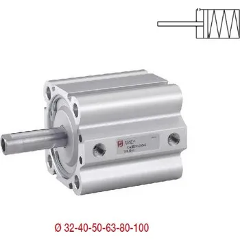 AIGNEP BD32-100 KRÁTKOZDVIŽNÝ VÁLEC - Dn 63 mm, s pružinou, zdvih 50 mm, ØD=16, M12x1,25, šíře E77,0 mm