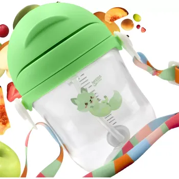 Láhev Sippy hrneček se zatíženým brčkem pro učení pití, Sippy bidon - barva zelená