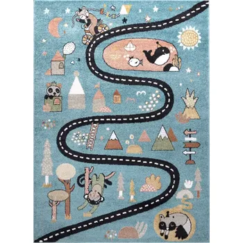 Koberec Dywany Łuszczów Dětský kusový koberec Fun Route Street animals blue 200x290 cm - SLEVA 3% s kodem radost25