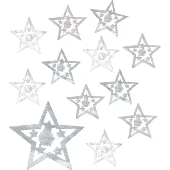 Vánoce Hvězda dřevěná s lepíkem 4 cm, 12 ks 5535