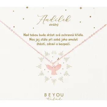Řetízek Dárková karta Andílek strážný a rose gold řetízek