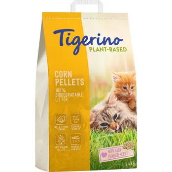 Podestýlka pro kočku 7l Tigerino Plant-Based kukuřičný kočkolit - vůně dětského pudru