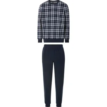 Pánské pyžamo LIVERGY® Pánské fleecové pyžamo (M (48/50), tmavě modrá / šedá / kostkovaná)