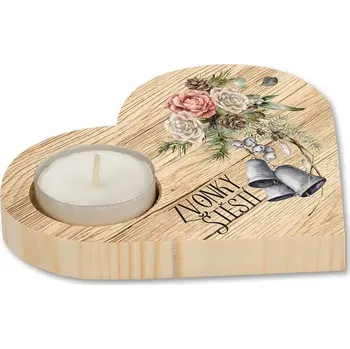 Svícen Dekorační dřevěný svícen ve tvaru srdce - Zvonky štěstí