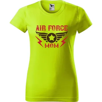 Dámské tričko DOBRÝ TRIKO Dámské tričko s potiskem Air force mom Barva: Limetková, Velikost: 2XL