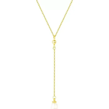 Náhrdelník Stříbrný náhrdelník ze zlata 925 - bílá perla na řetízku, mašle