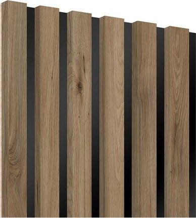 Akustické panely - lamely na černé desce HDF - Dub tmavý 30 x 275 cm