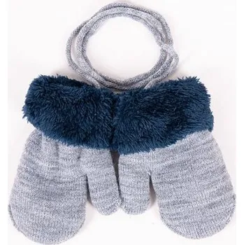 Rukavice chlapecké pletené dvojité rukavice Yoj šedé velikost 2-3