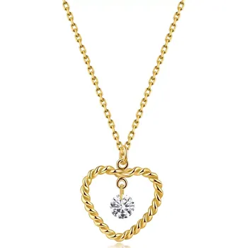 Náhrdelník Náhrdelník ze stříbra 925 - obrys srdce s čirými zirkony, pozlacený