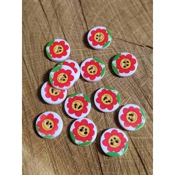 Knoflík Knoflík dětský s kytičkou barva bílá s červenou