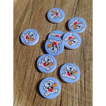 Knoflík Knoflík dětský dvoudírkový vzor zajíc se srdíčkem