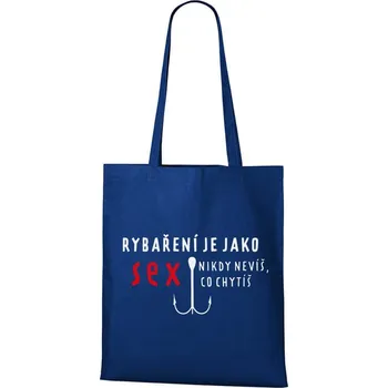 Nákupní taška DOBRÝ TRIKO Bavlněná taška s potiskem Rybaření Barva: Královsky modrá