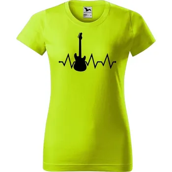Dámské tričko DOBRÝ TRIKO Dámské tričko s potiskem Tep kytara Barva: Limetková, Velikost: S