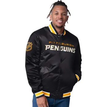 Pánská větrovka Starter Pánská Oboustranná bunda Pittsburgh Penguins NHL The CLOSER Reversible Varsity Satin Jacket Velikost: M