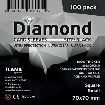 Příslušenství ke karetním hrám Obaly na karty Diamond Black: Square Small (70x70 mm) (80 mikronů, 100 ks)