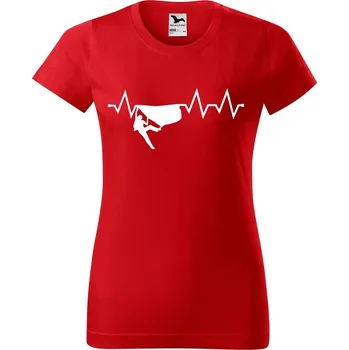 Dámské tričko DOBRÝ TRIKO Dámské tričko s potiskem Tep horolezec Barva: Červená, Velikost: S