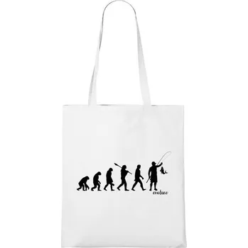 DOBRÝ TRIKO Bavlněná taška s potiskem Evoluce rybáře Barva: Bílá