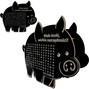 Pokladnička ČERNÉ PRASÁTKO POKLADNIČKA MALÉ KROKY VELKÉ ÚSPORY VÝZVA SE ŠKRTAČKOU