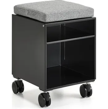 Zásuvkový kontejner Kancelářský kontejner QBUS, s podsedákem, černá, šedá