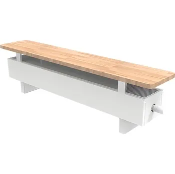 Radiátor Konvektor samostojný s bukovou deskou Isan Ecolite Cube 150 x 138 x 400 mm, 179 W, připojení vpravo, bílá/buk