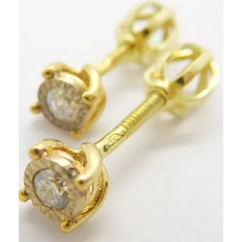 Prsten Klenoty Budín Dámské peckové zlaté náušnice s diamanty na šroubek 585/1,10gr 0,12ct HKD37 (Klenoty Budín Dámské peckové zlaté náušnice s diamanty na šroubek 585/1,10gr 0,12ct HKD37)