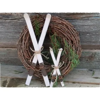 Vánoční dekorace Závěs lyže dřevěné malé, Barva Přírodní