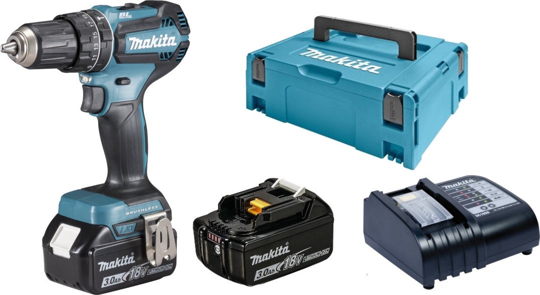 MAKITA DHP485SFJ aku bezuhlíková příklepová vrtačka LXT 18V 3Ah Makpac
