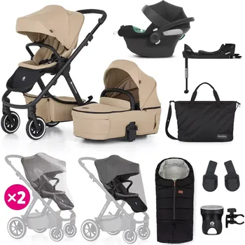 Přeprava dětí PETITE&MARS Kočárek kombinovaný ICON 2v1 Mocha Beige XXL AIR + CYBEX Aton B2 i-Size + základna ( VP-F188576)