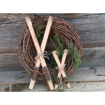 Vánoční dekorace Závěs lyže dřevěné velké, Barva Bílá