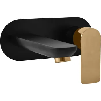 Vodovodní baterie RAV SLEZÁK Páková Vestavěná Umyvadlová Baterie VLTAVA VT535CMATZ, Luxusní Kombinace Černá Matná / Zlatá, Keramická Kartuše 35 mm, Včetně Podomítkového Tělesa