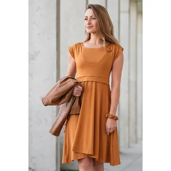 Těhotenské šaty Krásná mamka Kojicí šaty Amalie VISKÓZA bronze Velikost: L