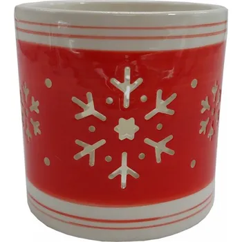 Vánoční svícen svícen porcelánový s vločkou 8cm 9305221