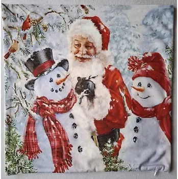 Povlak na dekorativní polštářek Povlak na polštářek vánoční Mikuláš a sněhuláci